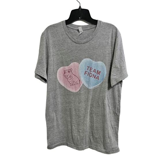 None Tops - Team Fiona the Hippo Gray T-Shirt. Woman Size Large. Cincinnati Zoo.